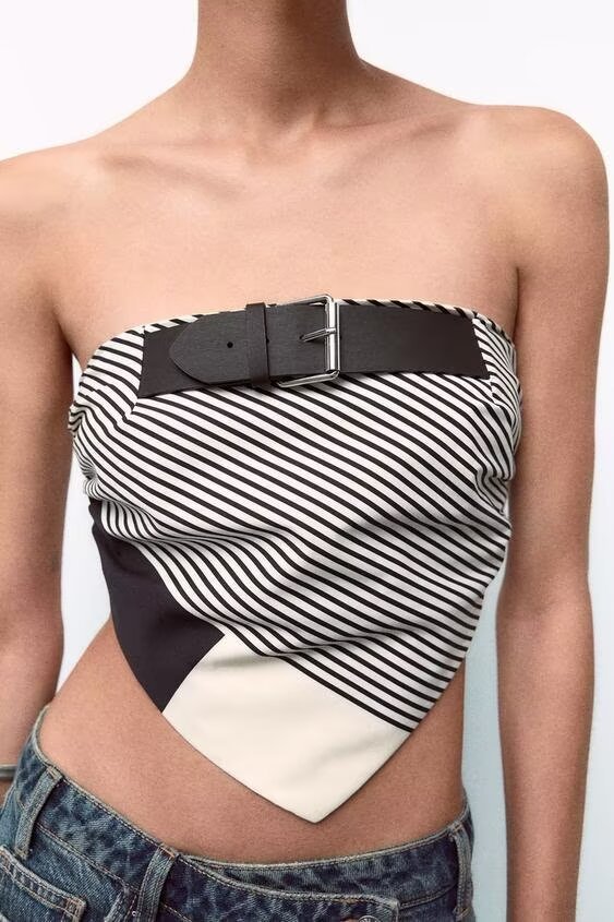 Fall Women Street With Belt Poplin Tube Top